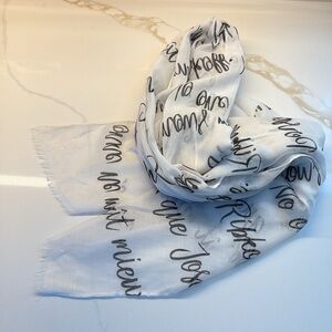 Joseph Ribkoff Black and White Text Scarf